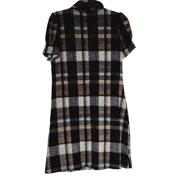 𝅺LA Nouvelle Renaissancela Brown Plaid Print Cowl Neck Sweater Dress Size: M - Picture 4 of 6